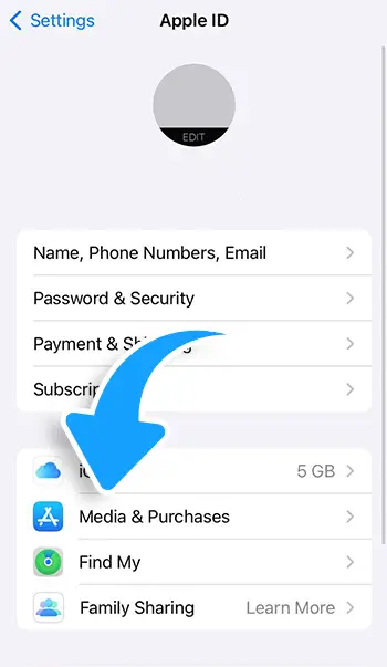 Step 2 - Select Media & Purchases and View Account