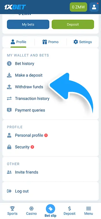 Step 3 - Open My Account and select Withdraw Funds