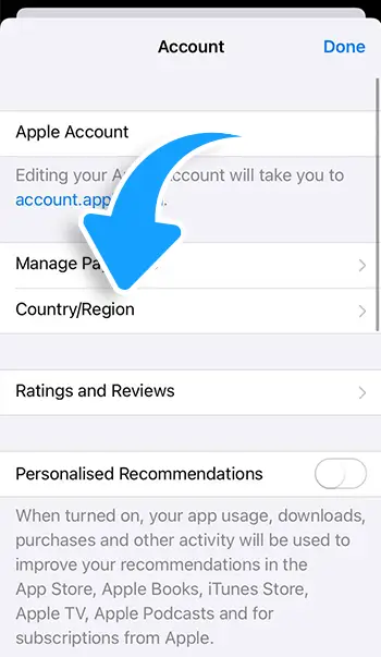 Step 3 - Change Country/Region to Uganda, Nigeria, or Gambia