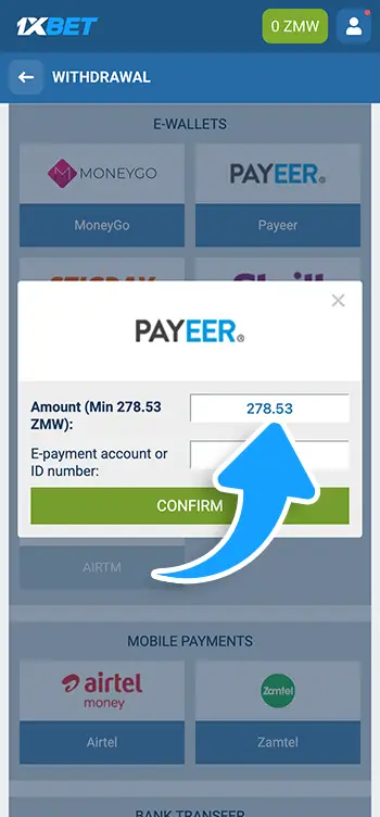 Step 5 - Enter the withdrawal amount per method limits